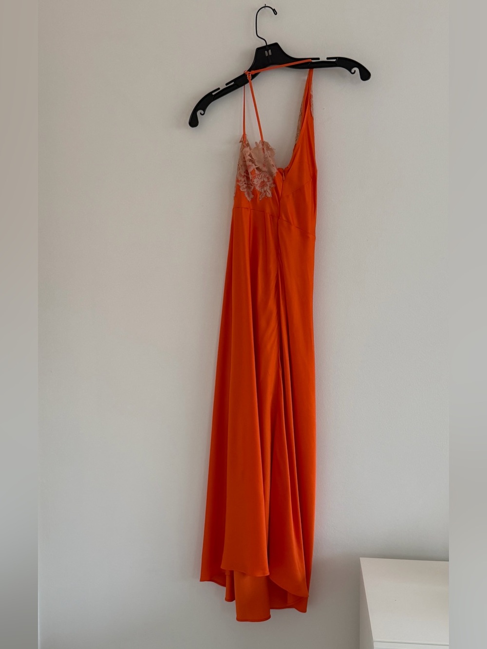 A.L.C. Orange Slip Maxi Dress with Cream Lace - Picture 4 of 10